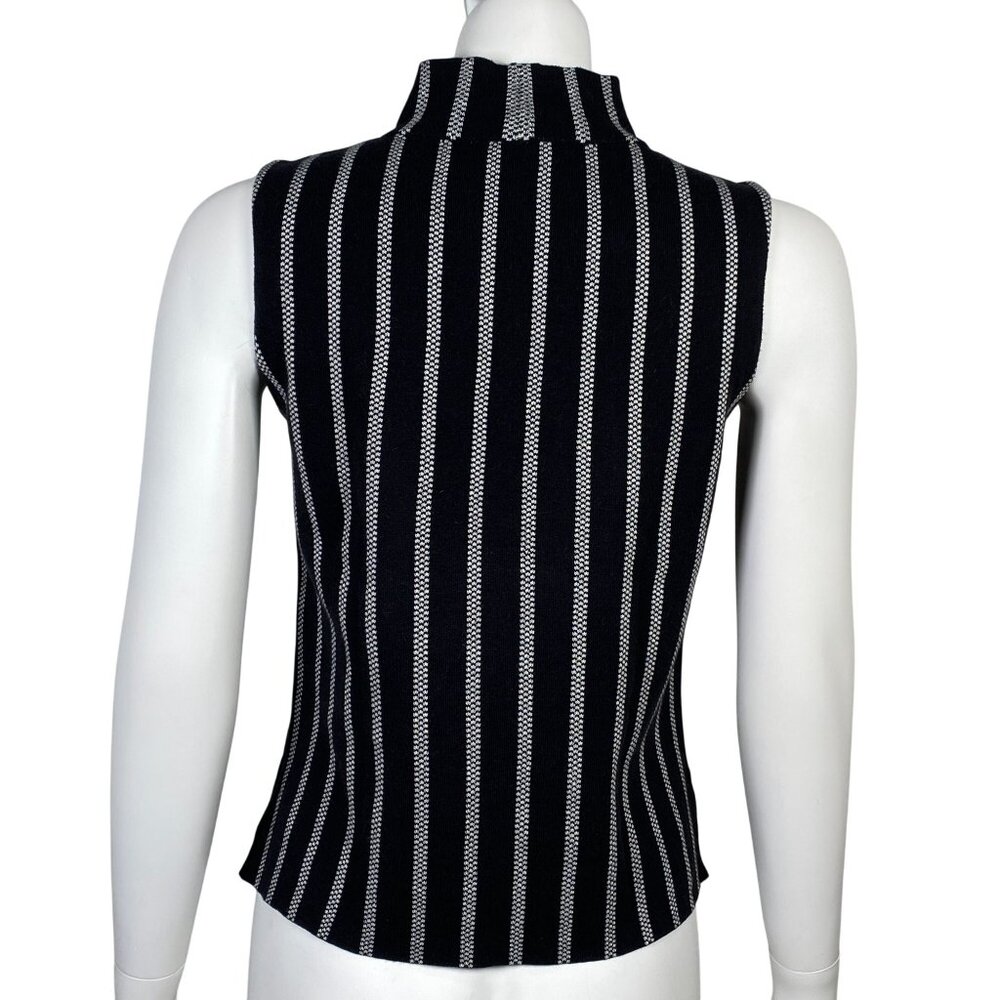 Anthropologie Moth Striped Sleeveless Mock Neck Sweater Tank Size S Striped - Picture 3 of 6